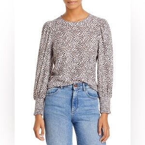 Nation LTD Loren Printed Balloon Sleeve Top Women's XS Leopard Print blouse